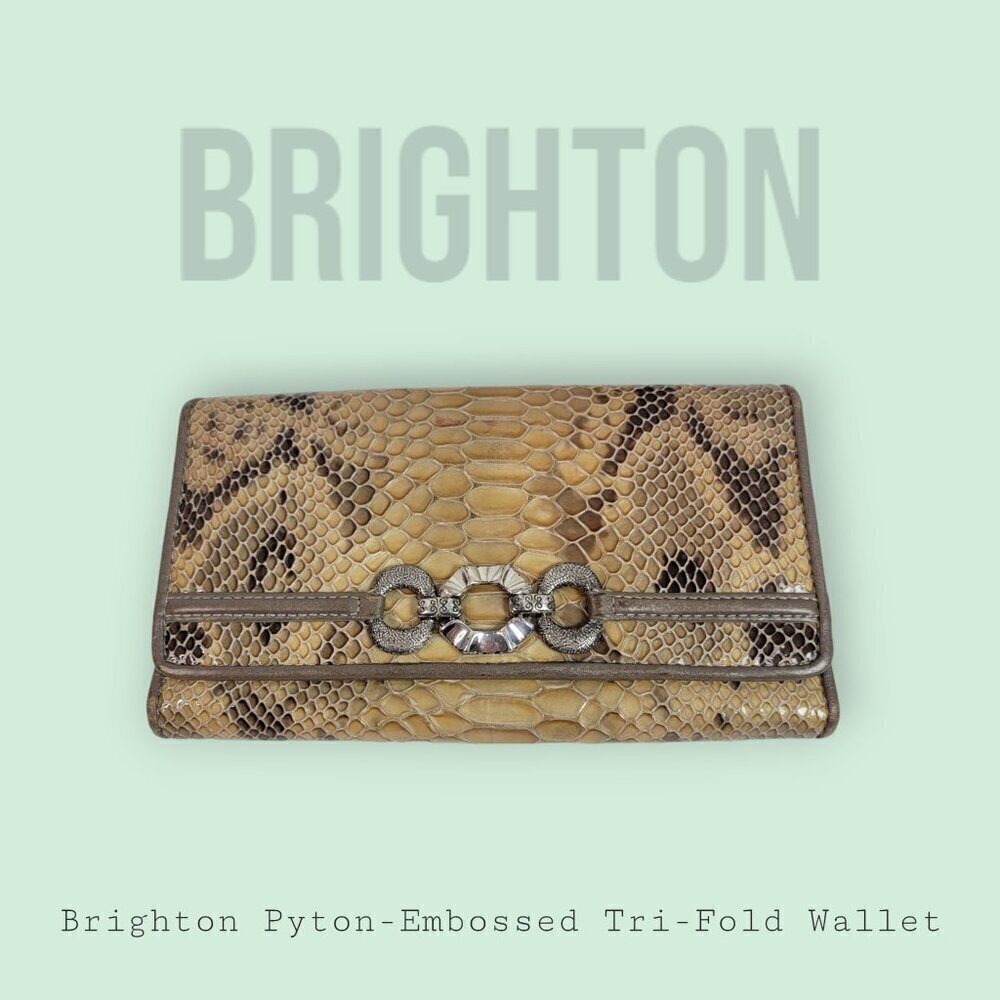 Brighton Python-Embossed Tri-Fold Wallet - image 1